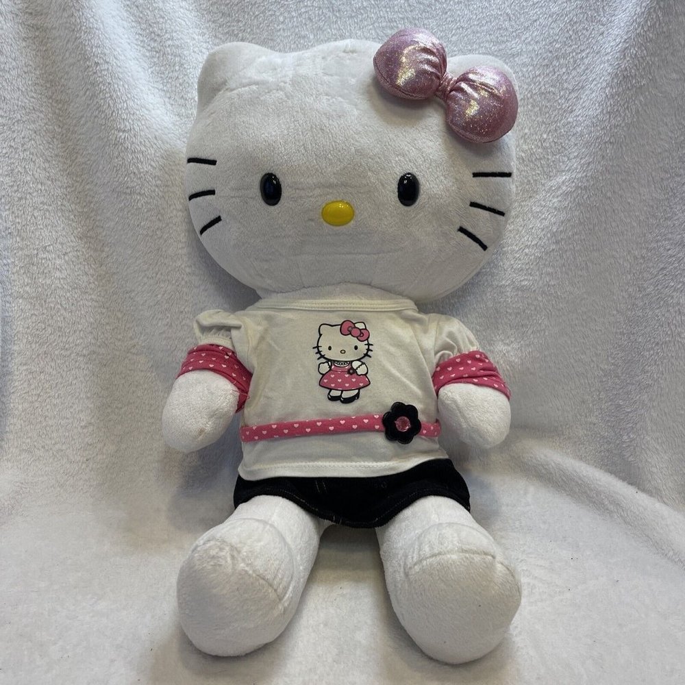 BAB‎ Build A Bear Workshop 18" HELLO KITTY White Stuffed Plush W/ OG BOW Sanrio!